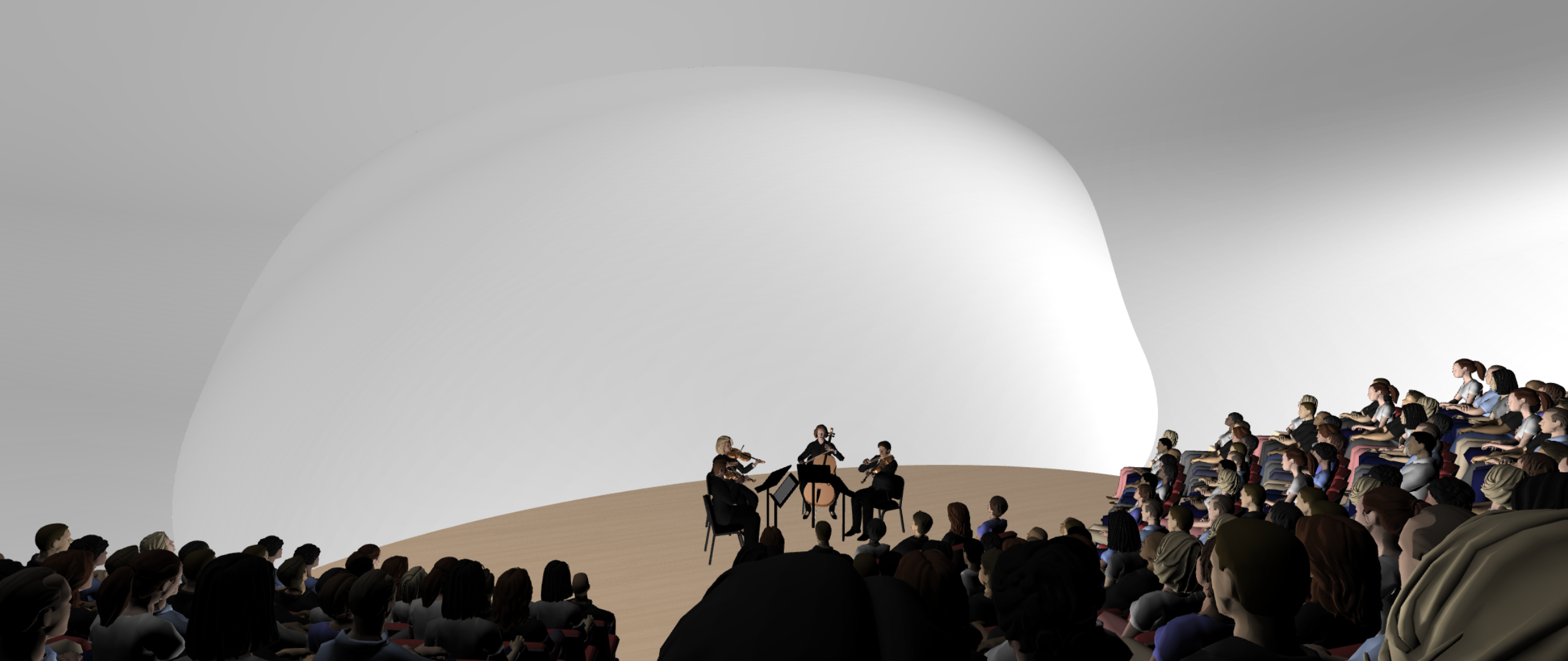 A 3D design sketch for an auditorium.
