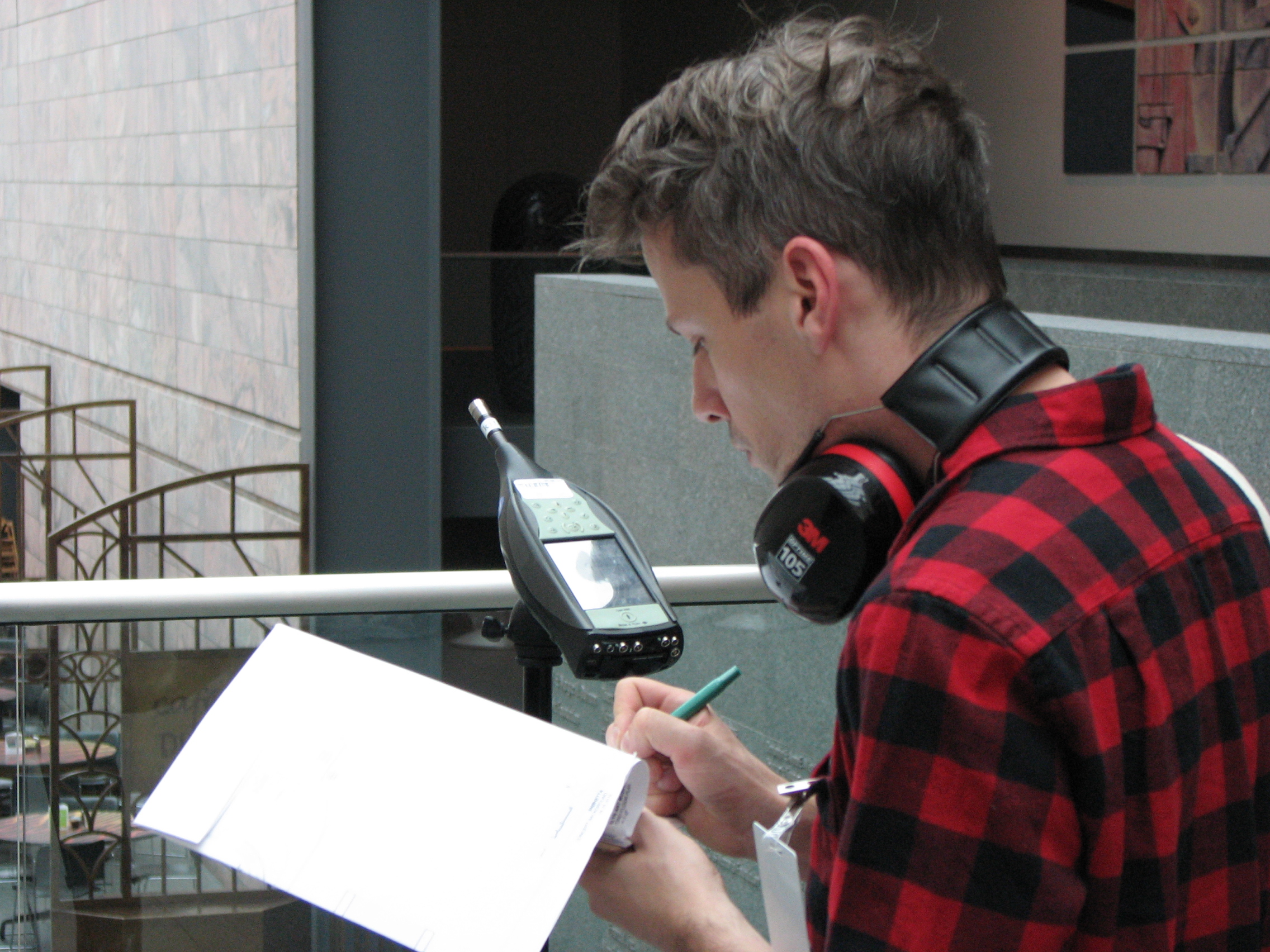 Measuring sound levels in preparation for the acoustical retrofit of a museum atrium